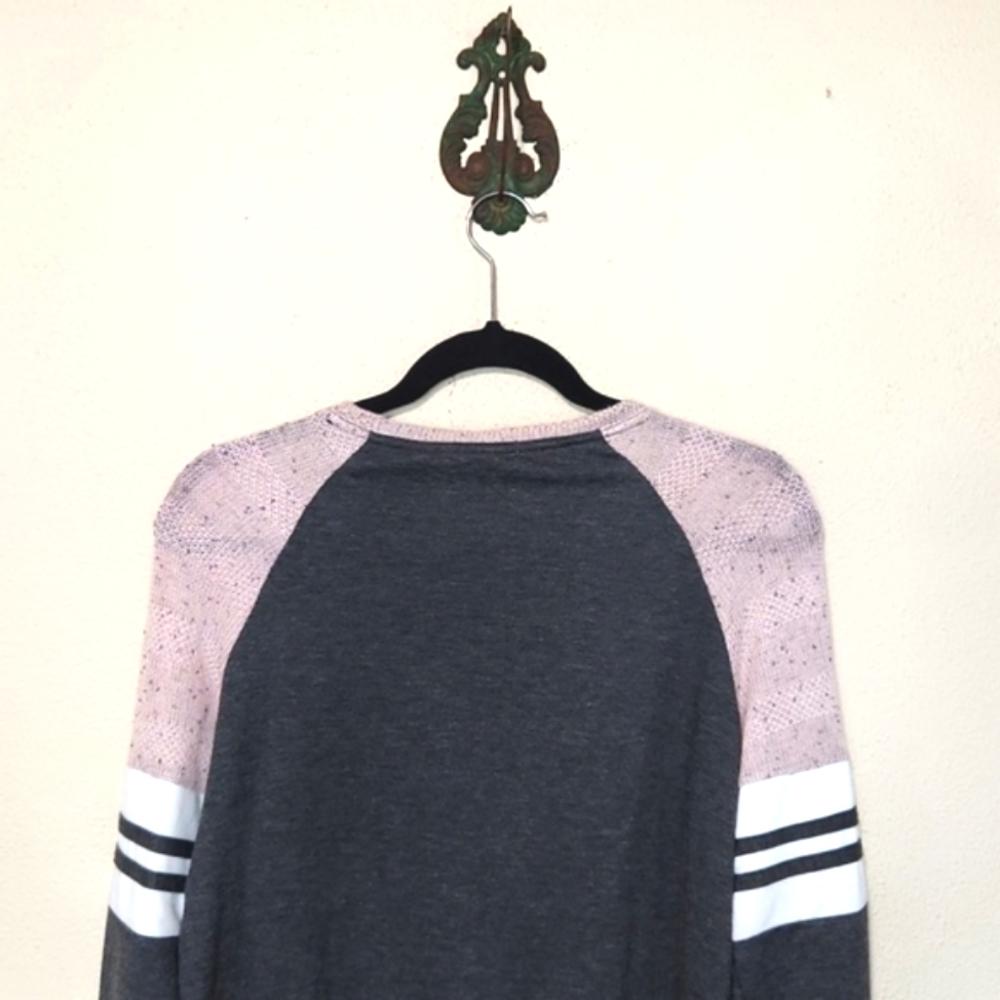 NWOT Maurices LIVE L❤️VE BARK Cozy Oversized Sweater Shirt Pink & Gray Size S - Picture 4 of 9
